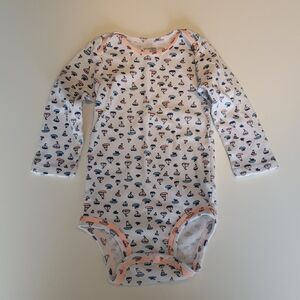 ⭐3/$15⭐ Carter's White Sailboat Patterned Long Sleeve Unisex Baby Bodysuit 18M